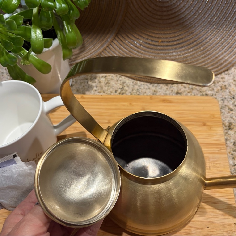 SOLD. Luxurious Gold Teapot with Curved Handle - Picture 2 of 5